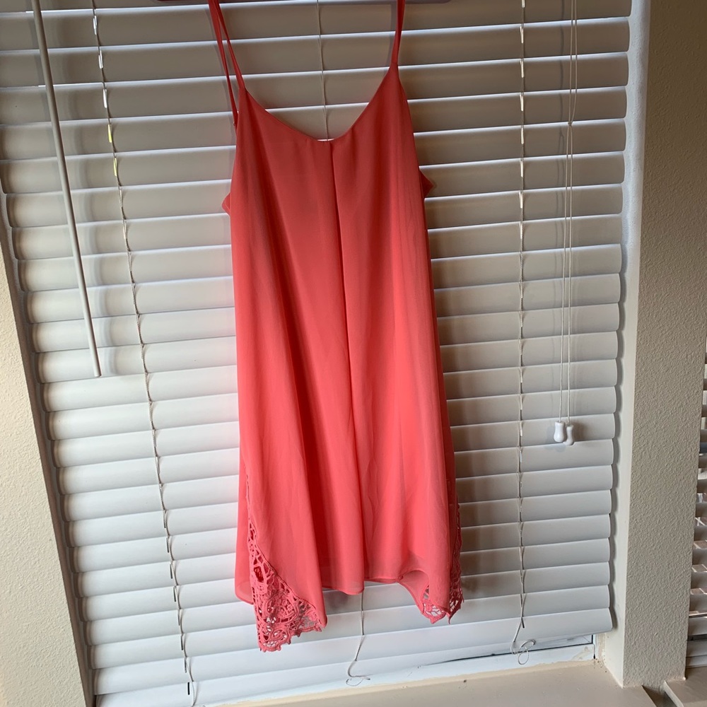 Pink dress with lace detail